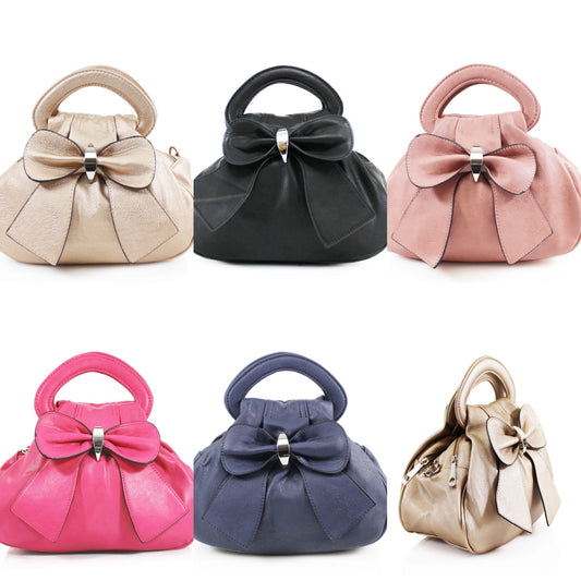 Bow Handbag - Black, Pink, Navy, Fuchsia, Gold