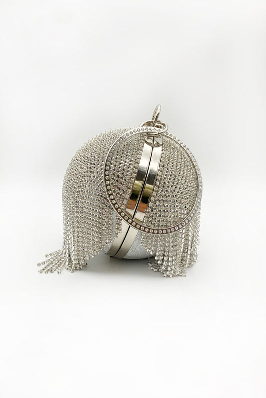 Silver Diamante Sphere Bag