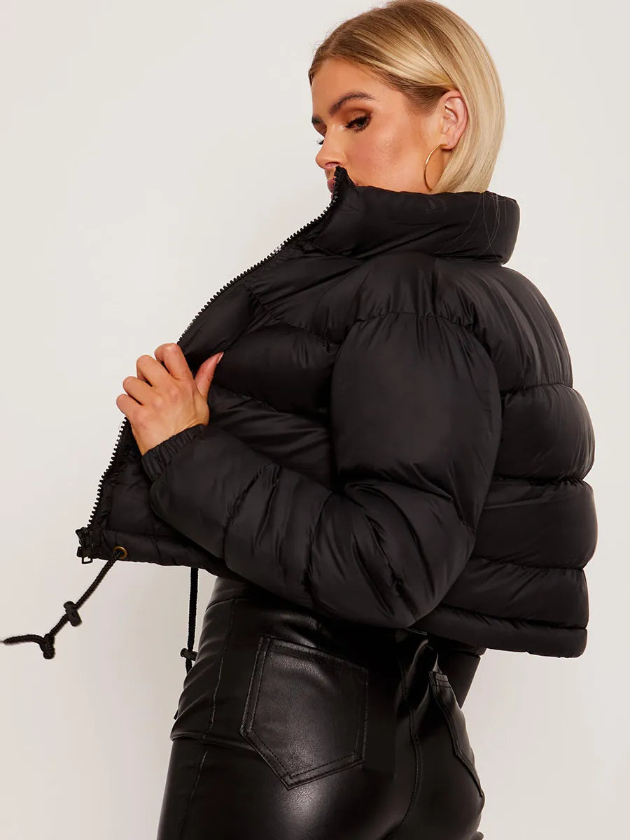 Black Cropped Puffer Jacket Pack
