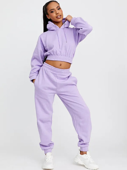 Lilac Cropped Hoodie & Jogger set