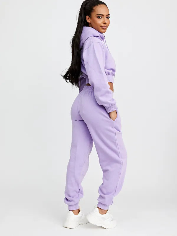Lilac Cropped Hoodie & Jogger set